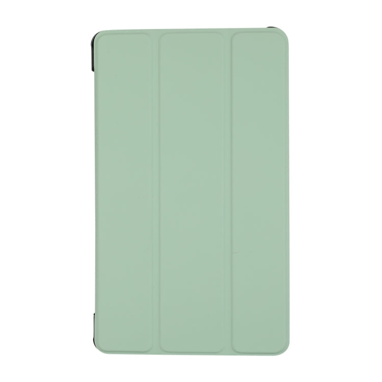 For Samsung Galaxy Tab A7 Lite 8.4 T220/225 3-folding Skin Texture Horizontal Flip TPU + PU Leather Case with Holder(Mint Green)