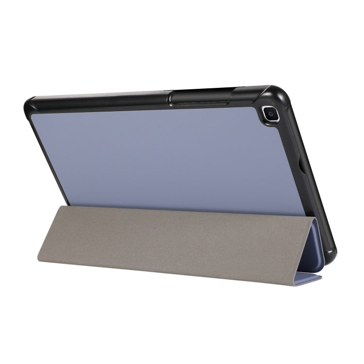 For Samsung Galaxy Tab A7 Lite 8.4 T220/225 3-folding Skin Texture Horizontal Flip TPU + PU Leather Case with Holder(Lavender Grey)