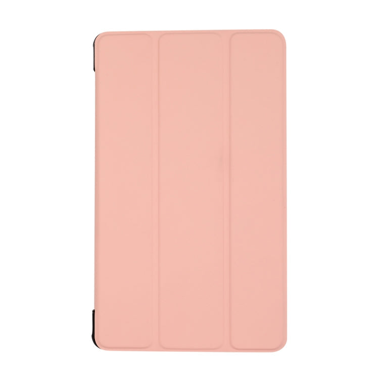 For Samsung Galaxy Tab A7 Lite 8.4 T220/225 3-folding Skin Texture Horizontal Flip TPU + PU Leather Case with Holder(Pink)