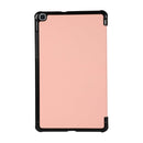 For Samsung Galaxy Tab A7 Lite 8.4 T220/225 3-folding Skin Texture Horizontal Flip TPU + PU Leather Case with Holder(Pink)