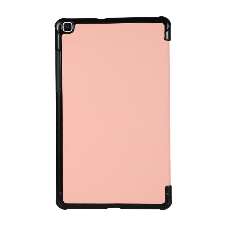 For Samsung Galaxy Tab A7 Lite 8.4 T220/225 3-folding Skin Texture Horizontal Flip TPU + PU Leather Case with Holder(Pink)