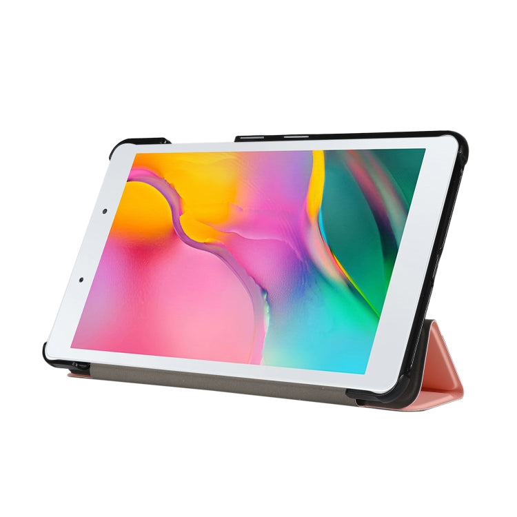 For Samsung Galaxy Tab A7 Lite 8.4 T220/225 3-folding Skin Texture Horizontal Flip TPU + PU Leather Case with Holder(Pink)