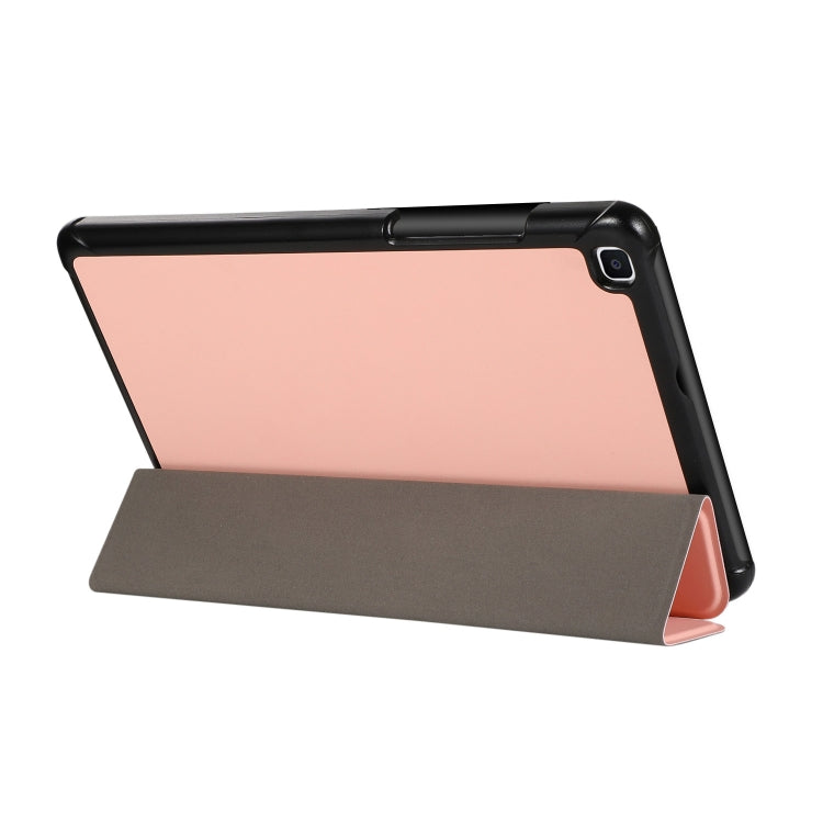 For Samsung Galaxy Tab A7 Lite 8.4 T220/225 3-folding Skin Texture Horizontal Flip TPU + PU Leather Case with Holder(Pink)