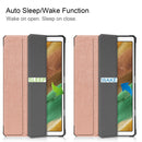 For Samsung Galaxy Tab A7 Lite T220 / T225 Custer Pattern Pure Color TPU Smart Tablet Holster with Sleep Function & 3-Fold Holder(Rose Gold)