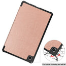 For Samsung Galaxy Tab A7 Lite T220 / T225 Custer Pattern Pure Color TPU Smart Tablet Holster with Sleep Function & 3-Fold Holder(Rose Gold)