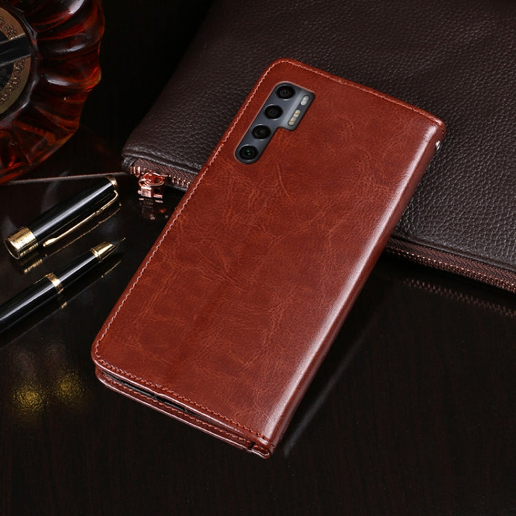 For TCL 20 Pro 5G idewei Crazy Horse Texture Horizontal Flip Leather Case with Holder & Card Slots & Wallet(Brown)