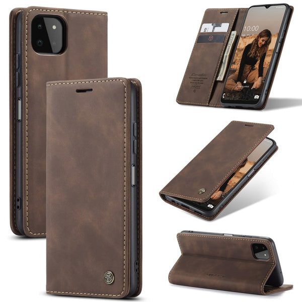 For Samsung Galaxy A22 5G CaseMe 013 Multifunctional Horizontal Flip Leather Case with Card Slot & Holder & Wallet(Coffee)