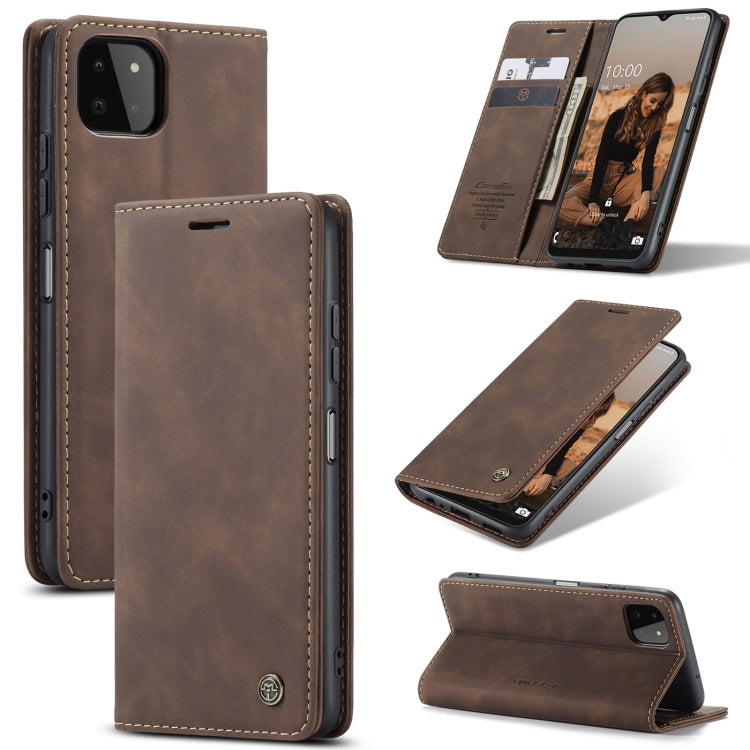 For Samsung Galaxy A22 5G CaseMe 013 Multifunctional Horizontal Flip Leather Case with Card Slot & Holder & Wallet(Coffee)