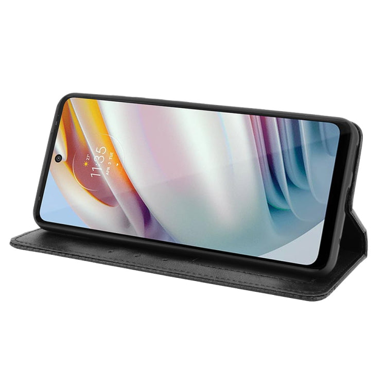 For Motorola Moto G60 / Moto G40 Fusion Magnetic Buckle Retro Crazy Horse Texture Horizontal Flip Leather Case with Holder & Card Slots & Photo Frame(Black)