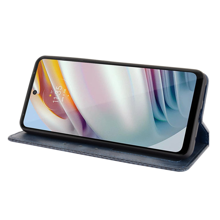 For Motorola Moto G60 / Moto G40 Fusion Magnetic Buckle Retro Crazy Horse Texture Horizontal Flip Leather Case with Holder & Card Slots & Photo Frame(Blue)