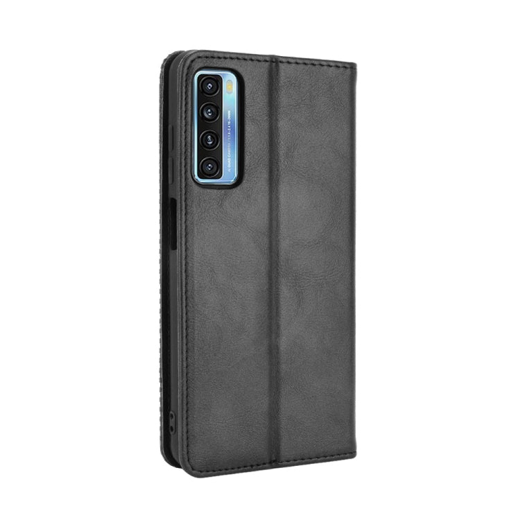 For TCL 20 5G / 20S / 20L / 20L+ Magnetic Buckle Retro Crazy Horse Texture Horizontal Flip Leather Case with Holder & Card Slots & Photo Frame(Black)