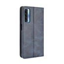 For TCL 20 5G / 20S / 20L / 20L+ Magnetic Buckle Retro Crazy Horse Texture Horizontal Flip Leather Case with Holder & Card Slots & Photo Frame(Blue)