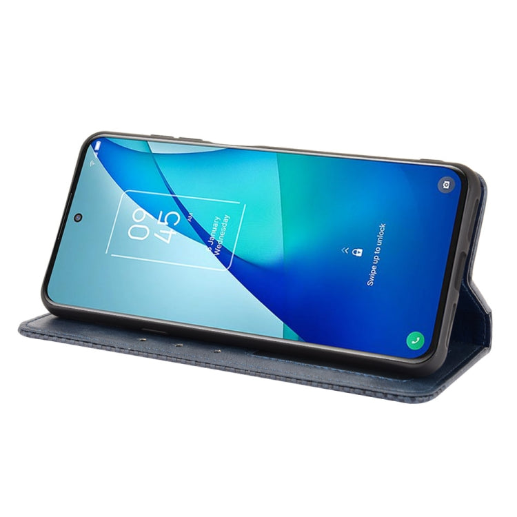 For TCL 20 5G / 20S / 20L / 20L+ Magnetic Buckle Retro Crazy Horse Texture Horizontal Flip Leather Case with Holder & Card Slots & Photo Frame(Blue)