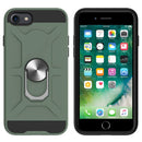 War-god Armor TPU + PC Shockproof Magnetic Protective Case with Ring Holder For iPhone 8 / 7 / SE 2020(Deep Green)