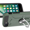 War-god Armor TPU + PC Shockproof Magnetic Protective Case with Ring Holder For iPhone 8 / 7 / SE 2020(Deep Green)