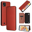 For OPPO Realme C11 2021 Carbon Fiber Texture Magnetic Horizontal Flip TPU + PC + PU Leather Case with Card Slot(Brown)