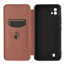 For OPPO Realme C11 2021 Carbon Fiber Texture Magnetic Horizontal Flip TPU + PC + PU Leather Case with Card Slot(Brown)