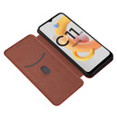 For OPPO Realme C11 2021 Carbon Fiber Texture Magnetic Horizontal Flip TPU + PC + PU Leather Case with Card Slot(Brown)