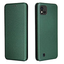 For OPPO Realme C11 2021 Carbon Fiber Texture Magnetic Horizontal Flip TPU + PC + PU Leather Case with Card Slot(Green)