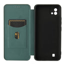 For OPPO Realme C11 2021 Carbon Fiber Texture Magnetic Horizontal Flip TPU + PC + PU Leather Case with Card Slot(Green)