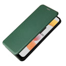 For OPPO Realme C11 2021 Carbon Fiber Texture Magnetic Horizontal Flip TPU + PC + PU Leather Case with Card Slot(Green)