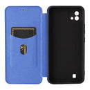 For OPPO Realme C11 2021 Carbon Fiber Texture Magnetic Horizontal Flip TPU + PC + PU Leather Case with Card Slot(Blue)