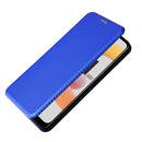 For OPPO Realme C11 2021 Carbon Fiber Texture Magnetic Horizontal Flip TPU + PC + PU Leather Case with Card Slot(Blue)