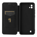 For OPPO Realme C11 2021 Carbon Fiber Texture Magnetic Horizontal Flip TPU + PC + PU Leather Case with Card Slot(Black)