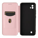 For OPPO Realme C11 2021 Carbon Fiber Texture Magnetic Horizontal Flip TPU + PC + PU Leather Case with Card Slot(Pink)