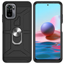 For Xiaomi Redmi Note 10 / Note 10S War-god Armor TPU + PC Shockproof Magnetic Protective Case with Ring Holder(Black)