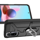 For Xiaomi Redmi Note 10 / Note 10S War-god Armor TPU + PC Shockproof Magnetic Protective Case with Ring Holder(Black)