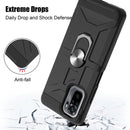 For Xiaomi Redmi Note 10 / Note 10S War-god Armor TPU + PC Shockproof Magnetic Protective Case with Ring Holder(Black)