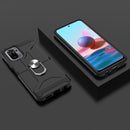 For Xiaomi Redmi Note 10 / Note 10S War-god Armor TPU + PC Shockproof Magnetic Protective Case with Ring Holder(Black)