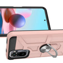 For Xiaomi Redmi Note 10 / Note 10S War-god Armor TPU + PC Shockproof Magnetic Protective Case with Ring Holder(Rose Gold)