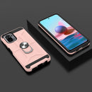 For Xiaomi Redmi Note 10 / Note 10S War-god Armor TPU + PC Shockproof Magnetic Protective Case with Ring Holder(Rose Gold)