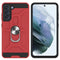 For Samsung Galaxy S21 FE War-god Armor TPU + PC Shockproof Magnetic Protective Case with Ring Holder(Red)