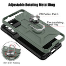 For Samsung Galaxy S21 FE War-god Armor TPU + PC Shockproof Magnetic Protective Case with Ring Holder(Red)