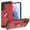 For Samsung Galaxy S21 FE War-god Armor TPU + PC Shockproof Magnetic Protective Case with Ring Holder(Red)