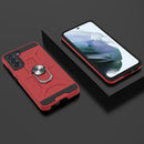 For Samsung Galaxy S21 FE War-god Armor TPU + PC Shockproof Magnetic Protective Case with Ring Holder(Red)
