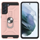 For Samsung Galaxy S21 FE War-god Armor TPU + PC Shockproof Magnetic Protective Case with Ring Holder(Rose Gold)