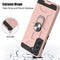 For Samsung Galaxy S21 FE War-god Armor TPU + PC Shockproof Magnetic Protective Case with Ring Holder(Rose Gold)