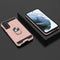 For Samsung Galaxy S21 FE War-god Armor TPU + PC Shockproof Magnetic Protective Case with Ring Holder(Rose Gold)