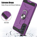 For Samsung Galaxy S21 FE War-god Armor TPU + PC Shockproof Magnetic Protective Case with Ring Holder(Purple)