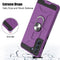 For Samsung Galaxy S21 FE War-god Armor TPU + PC Shockproof Magnetic Protective Case with Ring Holder(Purple)