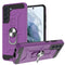 For Samsung Galaxy S21 FE War-god Armor TPU + PC Shockproof Magnetic Protective Case with Ring Holder(Purple)