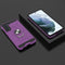 For Samsung Galaxy S21 FE War-god Armor TPU + PC Shockproof Magnetic Protective Case with Ring Holder(Purple)