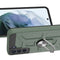 For Samsung Galaxy S21 FE War-god Armor TPU + PC Shockproof Magnetic Protective Case with Ring Holder(Deep Green)