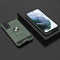 For Samsung Galaxy S21 FE War-god Armor TPU + PC Shockproof Magnetic Protective Case with Ring Holder(Deep Green)