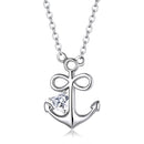 S925 Sterling Silver Zircon Ship Anchor Women Nacklace Jewelry