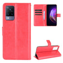 For vivo V21 4G / 5G Crazy Horse Texture Horizontal Flip Leather Case with Holder & Card Slots & Lanyard(Red)
